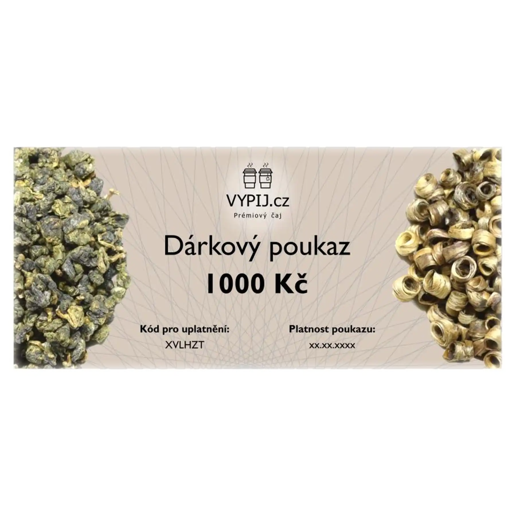 Dárkový poukaz na čaj v hodnotě 1000,- Kč | Prémiové čaje | vypij.cz Dárkový poukaz v hodnotě 1000,- Kč